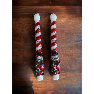 Vintage 90s North Pole Christmas Candles 10" Sculptured Tapers Set Robert Alan